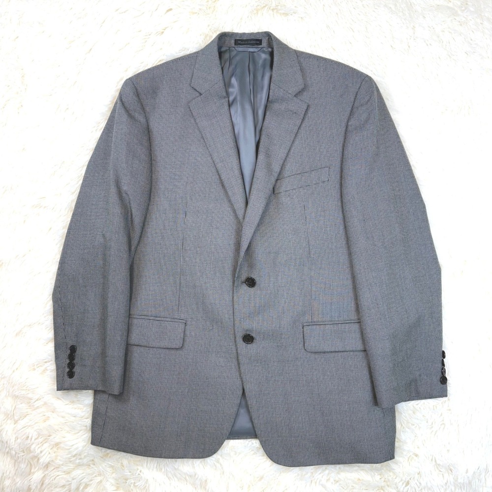Lauren Ralph Lauren Blazer Mens 42R Grey Micro Houndstooth Two Button Sport Coat